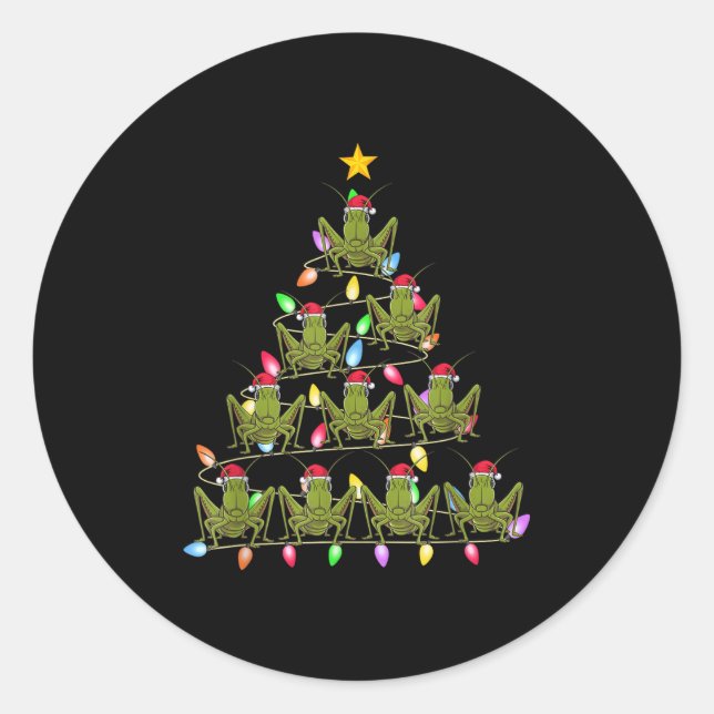 Christmas Tree Lights Men Women Santa Grhopper Xma Classic Round Sticker (Front)