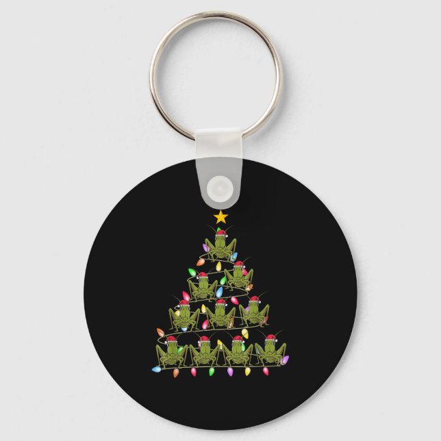 Christmas Tree Lights Men Women Santa Grhopper Xma Key Ring (Front)