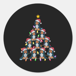 Christmas Tree Lights Men Women Santa Havanese Dog Classic Round Sticker