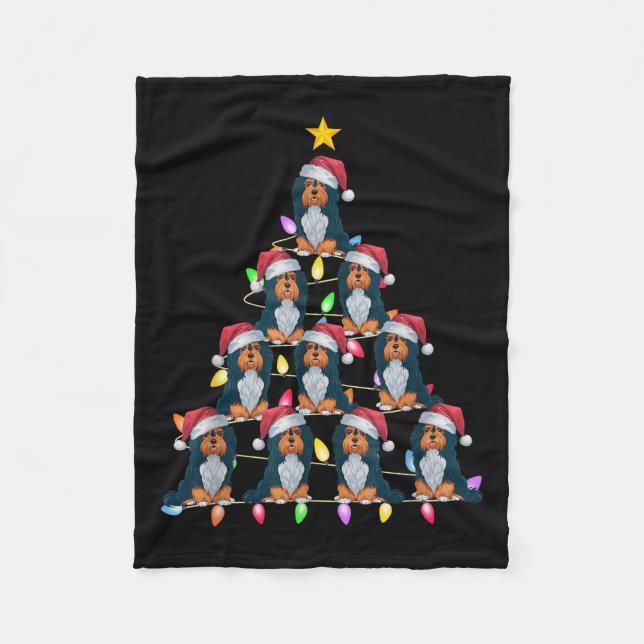 Christmas Tree Lights Men Women Santa Havanese Dog Fleece Blanket (Front)
