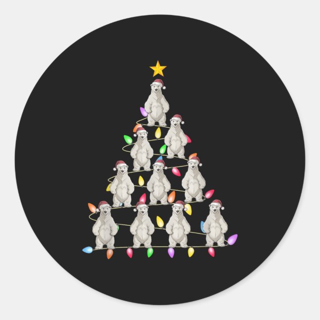 Christmas Tree Lights Men Women Santa Lar Bear Xma Classic Round Sticker (Front)