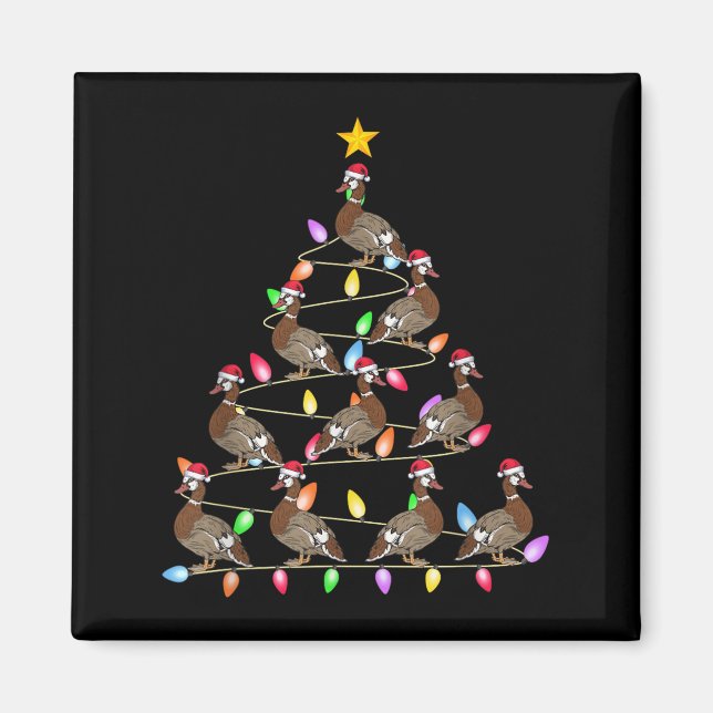 Christmas Tree Lights Men Women Santa Muscovy Duck Magnet (Front)