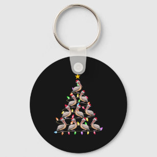 Christmas Tree Lights Men Women Santa Pelican Xmas Key Ring
