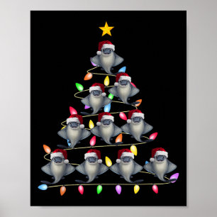 Christmas Tree Lights Men Women Santa Stingray Xma Poster