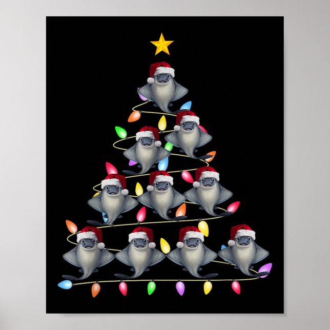 Christmas Tree Lights Men Women Santa Stingray Xma Poster (Front)