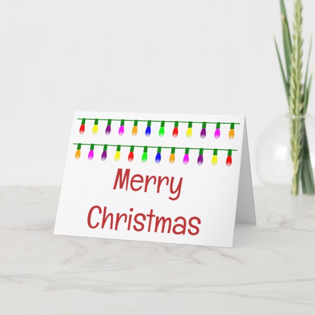 Christmas Tree Lights Modern Funny Custom Words Holiday Card (Front)