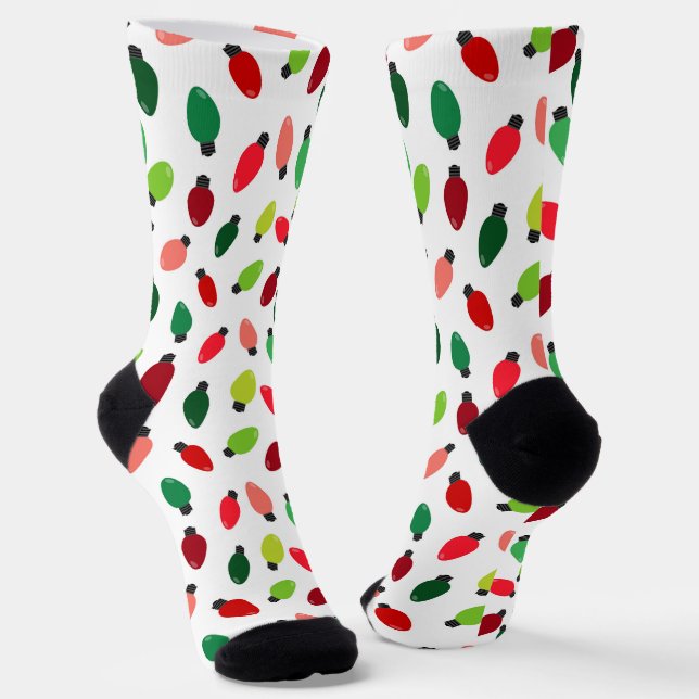 Christmas Tree Lights Original Print Socks (Angled)