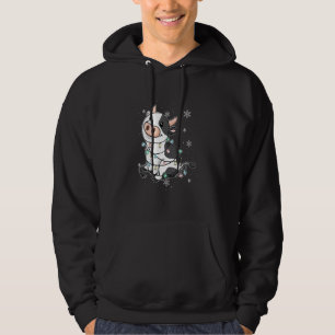 Christmas Tree Lights Ornaments Festive Cow Farmer Hoodie