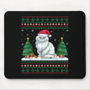 Christmas Tree Lights Persian Cat Santa Ugly Xmas Mouse Mat