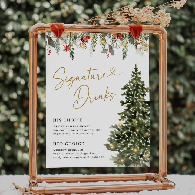 Christmas Tree Lights Pine Signature Drinks Sign (Creator Uploaded)