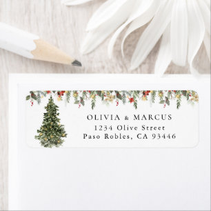 Christmas Tree Lights Pine Winter Return Address