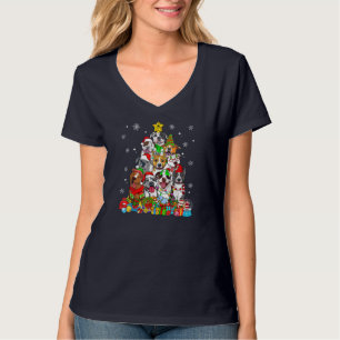 Christmas Tree Lights Pitbull Dog Lover Xmas Pajam T-Shirt