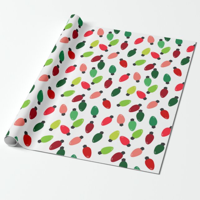 Christmas Tree Lights Print Wrap Paper (Unrolled)