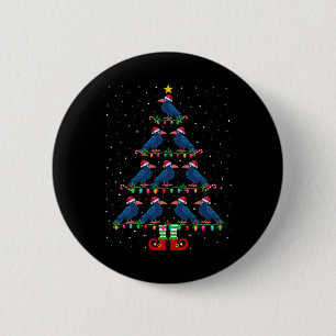 Christmas Tree Lights Santa Hat Elf Crow Xmas Tree 6 Cm Round Badge