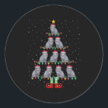 Christmas Tree Lights Santa Hat Elf Maine Coon Xma Classic Round Sticker<br><div class="desc">Christmas Tree Lights Santa Hat Elf Maine Coon Xmas Tree</div>