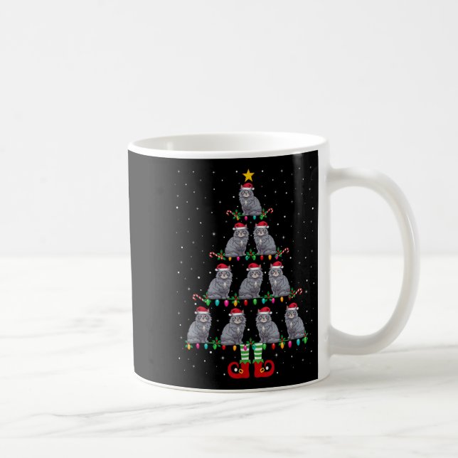 Christmas Tree Lights Santa Hat Elf Maine Coon Xma Coffee Mug (Right)
