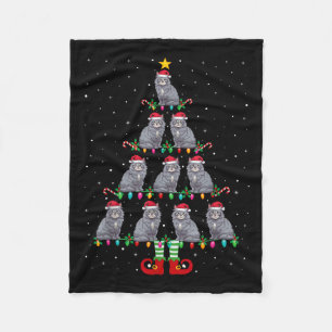 Christmas Tree Lights Santa Hat Elf Maine Coon Xma Fleece Blanket