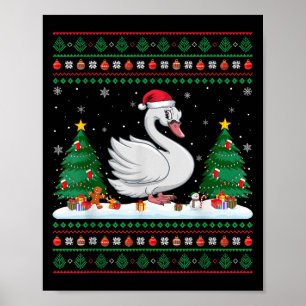 Christmas Tree Lights Swans Santa Ugly Xmas Sweate Poster