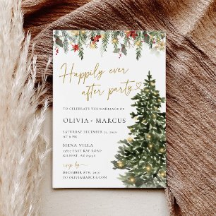 Christmas Tree Lights Wedding Evening Reception Invitation