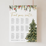 Christmas Tree Lights Wedding Seating Chart Poster<br><div class="desc">Boho Rustic Christmas Tree Lights Winter Holiday Wedding Seating Chart Sign Poster. 
Bohemian style drop botanicals sign with elegant and simple boho rustic tree and pine botanicals in hand-printed watercolor. 
The unique lights tree is gorgeous for boho Christmas and winter weddings. 
Simple,  printable sign for holiday and winter weddings.</div>