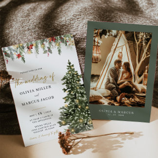 Christmas Tree Lights Winter Wedding Invitation