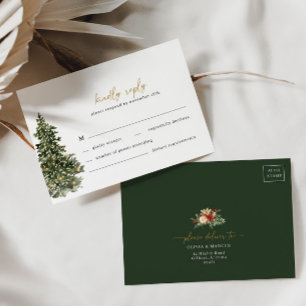 Christmas Tree Lights Winter Wedding RSVP Card