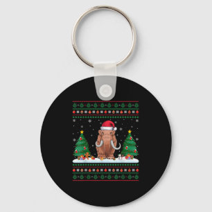 Christmas Tree Lights Woolly Mammoth Santa Ugly Xm Key Ring