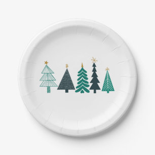 Christmas tree line Paper Plate