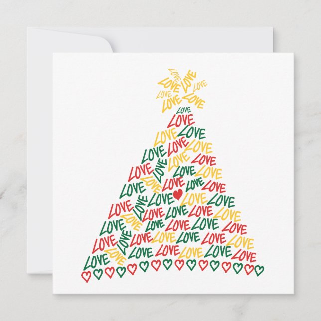 Christmas Tree Love Flat Christmas Card (Front)