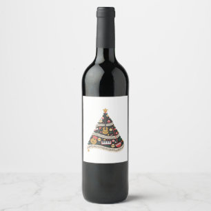 Christmas Tree Made from Musical Instruments Wine Label