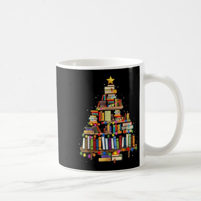 Christmas Tree Made Of Books Teacher Book Lovers C Coffee Mug (Right)