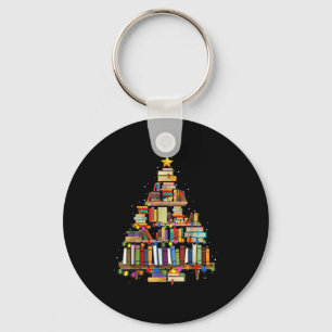 Christmas Tree Made Of Books Teacher Book Lovers C Key Ring