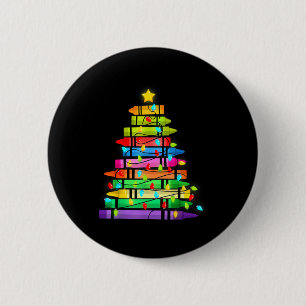 Christmas Tree Made Of Crayons School Teacher Life 6 Cm Round Badge