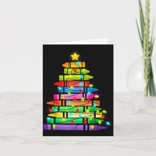 Christmas Tree Made Of Crayons School Teacher Life Card