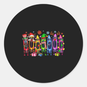 Christmas Tree Made Of Crayons School Teacher Life Classic Round Sticker