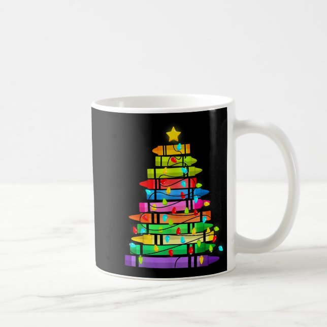 Christmas Tree Made Of Crayons School Teacher Life Coffee Mug (Right)