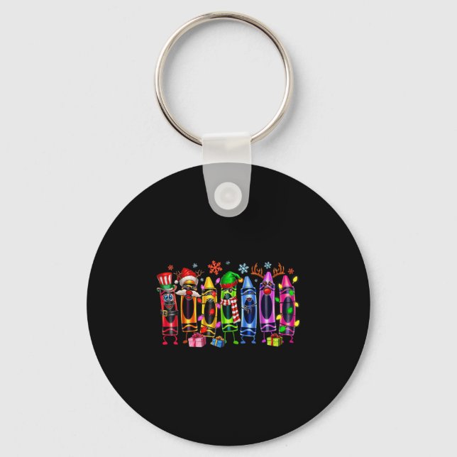 Christmas Tree Made Of Crayons School Teacher Life Key Ring (Front)