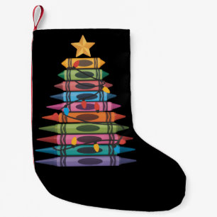 Christmas Tree Made of Crayons School Teacher Life Small Christmas Stocking