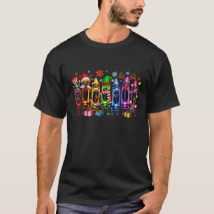 Christmas Tree Made of Crayons School Teacher Life T-Shirt