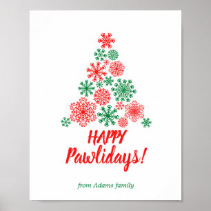 Christmas tree made of paw print snowflakes