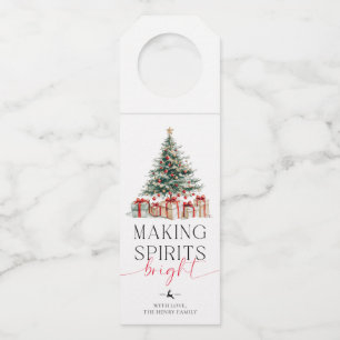 Christmas Tree Making Spirits Bright Gift Bottle Tag