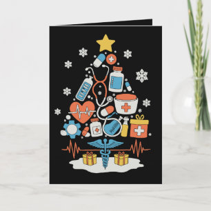 Christmas Tree Medical Tools Nurse Doctor Xmas Card