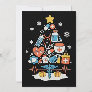 Christmas Tree Medical Tools Nurse Doctor Xmas Holiday Card