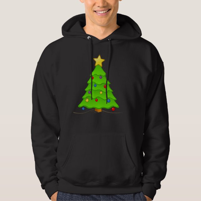 Christmas Tree Men's Basic Hooded Sweatshirt (Front)