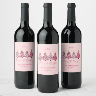 Christmas Tree Merry and Bright Custom Wine Label