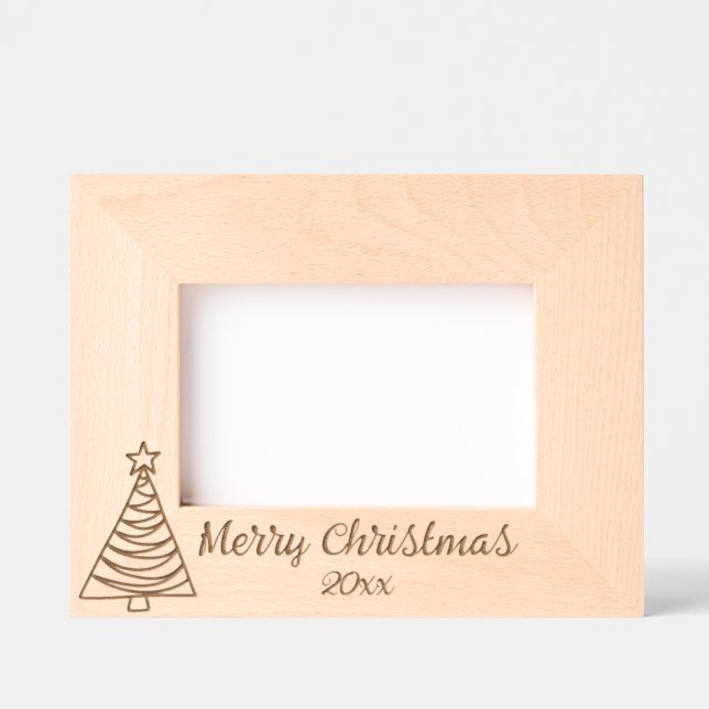 Christmas Tree Merry Christmas and Year Etched Frames (Front)