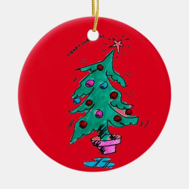 Christmas Tree - Merry Christmas Ceramic Tree Decoration (Front)