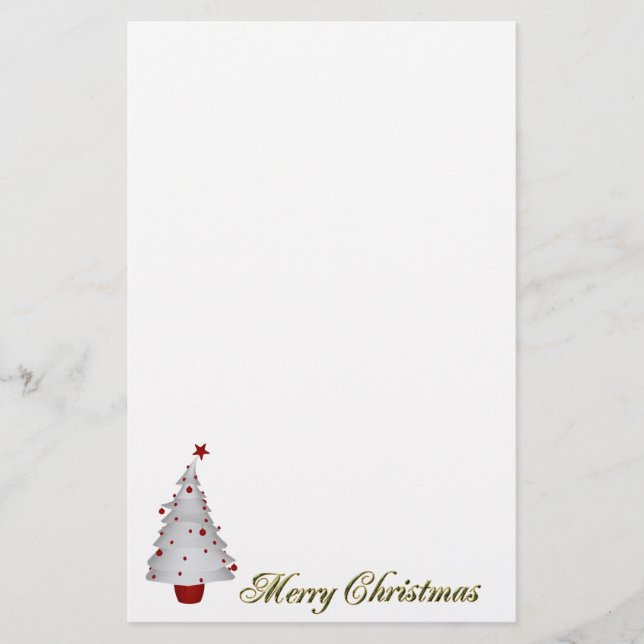 Christmas tree & Merry Christmas Christmas Stationery (Front)