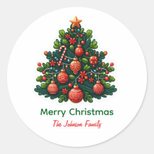 Christmas Tree Merry Christmas Classic Round Sticker