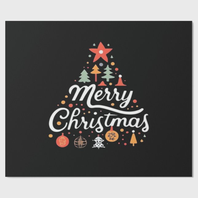 Christmas Tree Merry Christmas Classic Wrapping Paper (Flat)